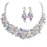 107005, FLOWER RHINESTONE EVENING NECKLACE SET