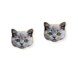 107012, BRITISH SHORTHAIR CAT STUD EARRING