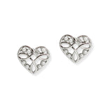 107015, 14K GOLD DIPPED, PEARL ACCENT HEART STUD EARRING