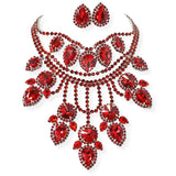 107016, GEOMETRIC RHINESTONE EVENING CHOKER NECKLACE SET