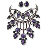 107016, GEOMETRIC RHINESTONE EVENING CHOKER NECKLACE SET