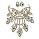 107016, GEOMETRIC RHINESTONE EVENING CHOKER NECKLACE SET