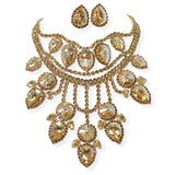 107016, GEOMETRIC RHINESTONE EVENING CHOKER NECKLACE SET