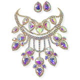 107016, GEOMETRIC RHINESTONE EVENING CHOKER NECKLACE SET