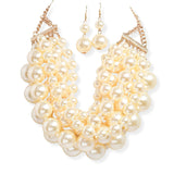 107028, BOLD PEARL MULTI LAYERED STATEMENT NECKLACE