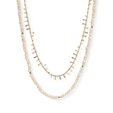 107032, SPIKE ACCENT BEADED DOUBLE LAYERED NECKLACE