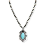 107037, WESTERN CONCHO WITH NAVAJO BEADED PENDANT NECKLACE