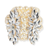 107041, MARQUISE ACCENT RHINESTONE WITH PEARL STRETCH BRACELET
