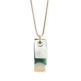 107045, GEOMETRIC JADE STONE LONG PENDANT NECKLACE