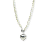 107046, BUBBLE HEART WITH PEARL BEADED LONG NECKLACE