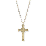 107047, ENGRAVED CROSS LONG PENDANT NECKLACE