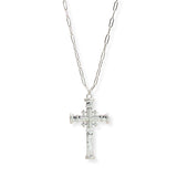 107047, ENGRAVED CROSS LONG PENDANT NECKLACE