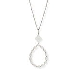107048, CLOVER ACCENT TEARDROP FRESHWATER PEARL LONG PENDANT NECKLACE
