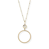 107049, MOTHER OF PEARL CLOVER ACCENT ROUND LONG PENDANT NECKLACE