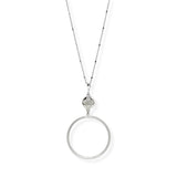 107049, MOTHER OF PEARL CLOVER ACCENT ROUND LONG PENDANT NECKLACE