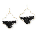 107050, CLOVER HALF BEADED DANGLE EARRING