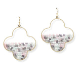 107050, CLOVER HALF BEADED DANGLE EARRING