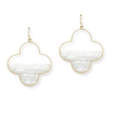 107050, CLOVER HALF BEADED DANGLE EARRING