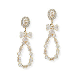 107067, RIBBON BOW ACCENT TEARDROP CUBIC ZIRCONIA DANGLE EARRING