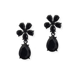 107070, FLOWER, TEARDROP RHINESTONE DANGLE EARRING