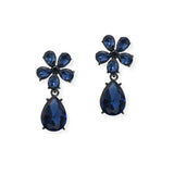 107070, FLOWER, TEARDROP RHINESTONE DANGLE EARRING