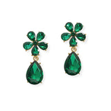107070, FLOWER, TEARDROP RHINESTONE DANGLE EARRING