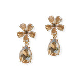 107070, FLOWER, TEARDROP RHINESTONE DANGLE EARRING