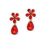 107070, FLOWER, TEARDROP RHINESTONE DANGLE EARRING