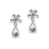 107070, FLOWER, TEARDROP RHINESTONE DANGLE EARRING