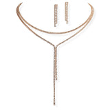 107075, CRYSTAL RHINESTONE DOUBLE LAYERED NECKLACE SET