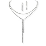 107075, CRYSTAL RHINESTONE DOUBLE LAYERED NECKLACE SET