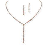 107076, DIAMOND SQUARE CUBIC ZIRCONIA ACCENT CRYSTAL RHINESTONE NECKLACE SET