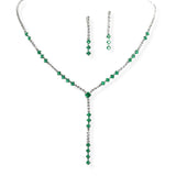 107076, DIAMOND SQUARE CUBIC ZIRCONIA ACCENT CRYSTAL RHINESTONE NECKLACE SET