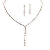 107076, DIAMOND SQUARE CUBIC ZIRCONIA ACCENT CRYSTAL RHINESTONE NECKLACE SET