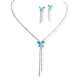 107077, BUTTERFLY CUBIC ZIRCONIA ACCENT CRYSTAL RHINESTONE NECKLACE SET
