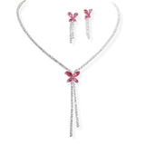 107077, BUTTERFLY CUBIC ZIRCONIA ACCENT CRYSTAL RHINESTONE NECKLACE SET