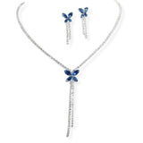 107077, BUTTERFLY CUBIC ZIRCONIA ACCENT CRYSTAL RHINESTONE NECKLACE SET