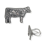 107082, WESTERN THEMED FLOWER ENGRAVED COW CUFF RING