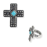 107085, WESTERN BALL TEXTURED CROSS CUFF RING