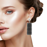 107098, WESTERN BALL TEXTURED ACCENT RECTANGLE DANGLE EARRING