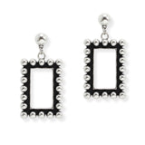 107099, WESTERN CUTOUT RECTANGLE BALL TEXTURED DANGLE EARRING
