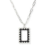 107107, WESTERN CUTOUT RECTANGLE BALL TEXTURED PENDANT NECKLACE