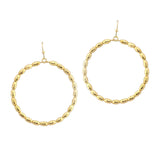 107109, OVAL BEADED ROUND DANGLE EARRING
