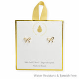 107118, 18K GOLD FILLED DAINTY RIBBON BOW STUD EARRING
