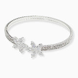 107120, FLOWER CUBIC ZIRCONIA ACCENT CRYSTAL RHINESTONE STRETCH CUFF BRACELET