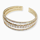 107122, RECTANGLE CUBIC ZIRCONIA ACCENT CRYSTAL RHINESTONE STRETCH CUFF BRACELET