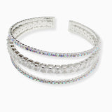 107122, RECTANGLE CUBIC ZIRCONIA ACCENT CRYSTAL RHINESTONE STRETCH CUFF BRACELET