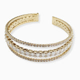 107122, RECTANGLE CUBIC ZIRCONIA ACCENT CRYSTAL RHINESTONE STRETCH CUFF BRACELET