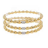 107131, MICRO PAVE ACCENT MULTI LAYERED OVAL BEADED STRETCH BRACELET