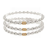 107131, MICRO PAVE ACCENT MULTI LAYERED OVAL BEADED STRETCH BRACELET